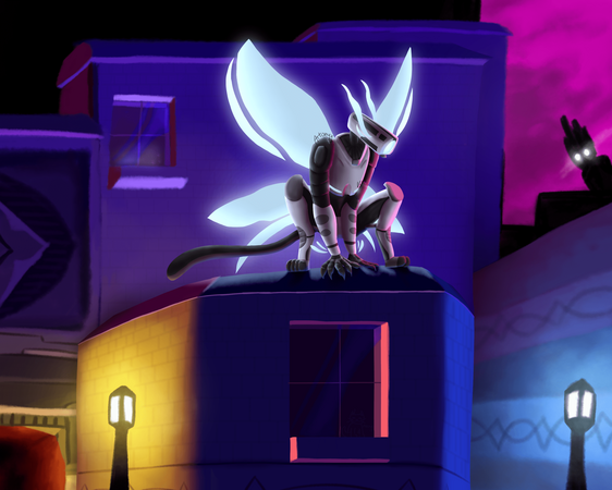 Fully rendered full-body with complex background (character belongs to cerulean_konqueror) - 70€