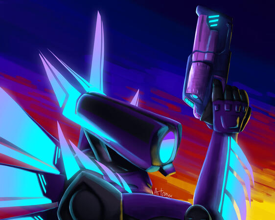 Fully rendered bust-up with abstract background - 25€