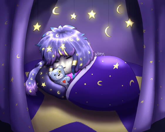 Fully rendered full-body (half-body?) with complex background (character belongs to Terra (Instagram and X)) - 50€